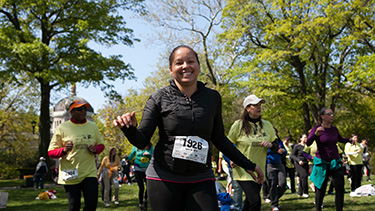 Woman running in a marathon