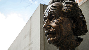 Bust of Albert Einstein.