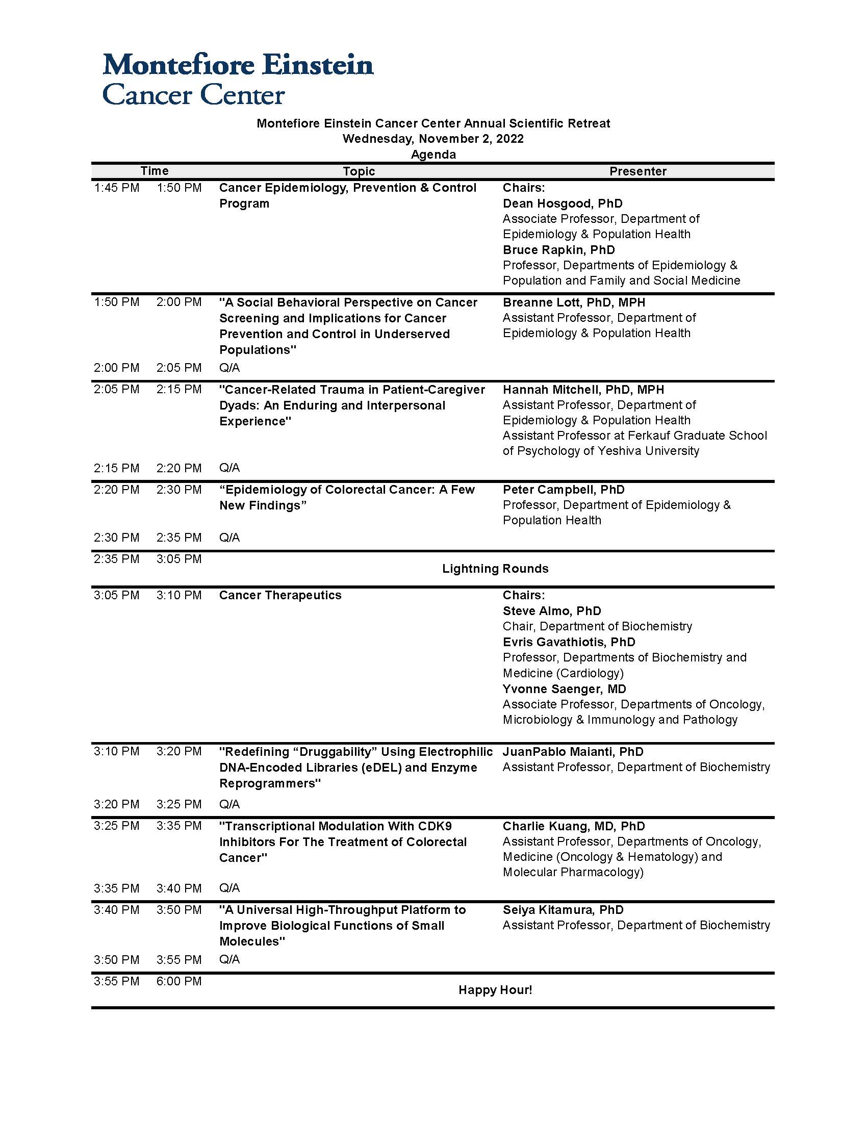MECC Annual Scientific Retreat 2022 Agenda – Page 2